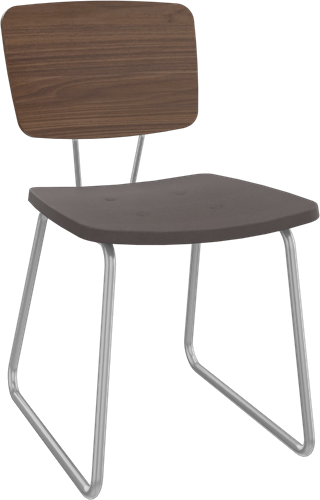 Forza sledeframe zonder armleuning, Ø 19/12 mm, zithoogte 46 cm, zitting stof 3 cm en rug hpl/hout