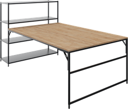 Flexwall front aanbouwtafel 75 hg met 1 poot, 180 x 119 cm