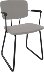 Forza sledeframe met zwarte opdek armleggers, Ø 19/12 mm, zithoogte 46 cm, zitting en rug stof 3 cm