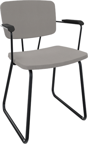 Forza sledeframe met zwarte opdek armleggers, Ø 19/12 mm, zithoogte 46 cm, zitting en rug stof 3 cm