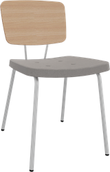 Forza 4-poots zonder armleuning, Ø 19/12 mm, zithoogte 46 cm, zitting stof 5 cm en rug hpl/hout