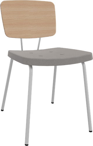 Forza 4-poots zonder armleuning, Ø 19/12 mm, zithoogte 46 cm, zitting stof 5 cm en rug hpl/hout