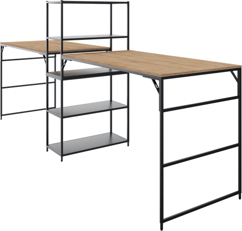 Flexwall 2 x front aanbouwtafel 110 hg met 1 poot, 200 x 80 cm