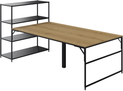 Flexwall front aanbouwtafel 75 hg met 1 poot, 200 x 119 cm