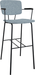 Forza 4-poots met zwarte opdek armleggers, Ø 19/12 mm, zithoogte 82 cm, zitting en rug stof 3 cm
