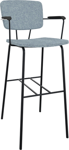 Forza 4-poots met zwarte opdek armleggers, Ø 19/12 mm, zithoogte 82 cm, zitting en rug stof 3 cm