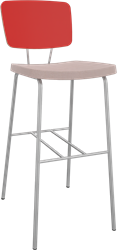 Forza 4-poots zonder armleuning, Ø 19/12 mm, zithoogte 82 cm, zitting stof 5 cm en rug hpl/hout