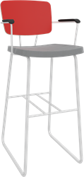 Forza sledeframe met armleggers, Ø 19/12 mm, zithoogte 82 cm, zitting stof 5 cm en rug hpl/hout