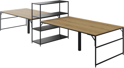 Flexwall 2 x front aanbouwtafel 75 hg met 1 poot, 200 x 119 cm