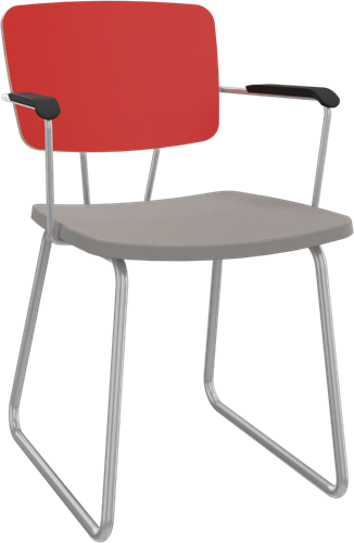 Forza sledeframe met armleggers, Ø 19/12 mm, zithoogte 46 cm, zitting stof 3 cm en rug hpl/hout