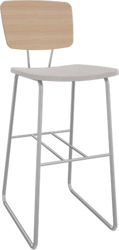 Forza sledeframe zonder armleuning, Ø 19/12 mm, zithoogte 82 cm, zitting stof 3 cm en rug hpl/hout