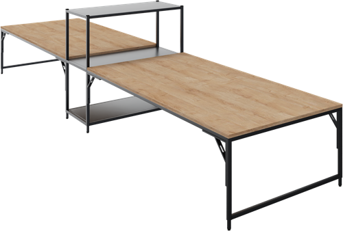 Flexwall 2 x front aanbouwtafel 46 hg met 1 poot, 160 x 80 cm