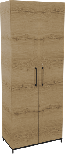 Flexwall kast 5 OH op metalen 4-poots sokkel 80 br x 204 hg x 43 dp met 2 x draaideur en 4 legborden