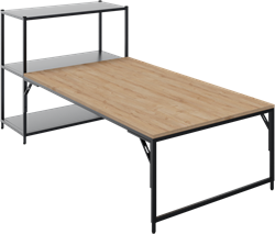 Flexwall front aanbouwtafel 46 hg met 1 poot, 200 x 80 cm