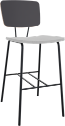 Forza 4-poots zonder armleuning, Ø 19/12 mm, zithoogte 62 cm, zitting stof 3 cm en rug hpl/hout