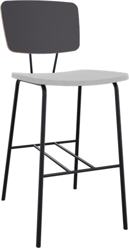 Forza 4-poots zonder armleuning, Ø 19/12 mm, zithoogte 62 cm, zitting stof 3 cm en rug hpl/hout