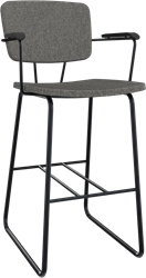 Forza sledeframe met zwarte opdek armleggers, Ø 19/12 mm, zithoogte 62 cm, zitting en rug stof 3 cm