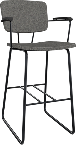 Forza sledeframe met zwarte opdek armleggers, Ø 19/12 mm, zithoogte 62 cm, zitting en rug stof 3 cm