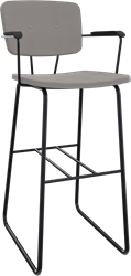 Forza sledeframe met zwarte opdek armleggers, Ø 19/12 mm, zithoogte 82 cm, zitting en rug stof 3 cm