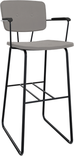 Forza sledeframe met zwarte opdek armleggers, Ø 19/12 mm, zithoogte 82 cm, zitting en rug stof 3 cm