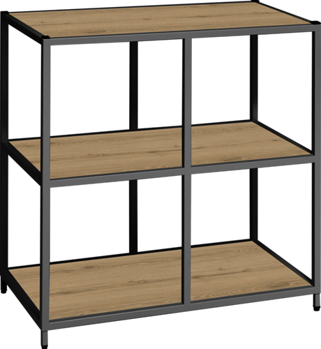 Flexwall frame 85 hg x 80 br x 43 dp, indeling 4-vaks en inclusief 3 legborden