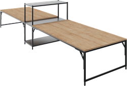 Flexwall 2 x front aanbouwtafel 46 hg met 1 poot, 140 x 80 cm