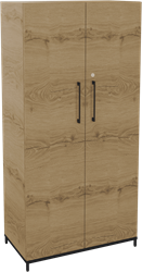 Flexwall kast 4 OH op metalen 4-poots sokkel 80 br x 165 hg x 43 dp met 2 x draaideur en 3 legborden