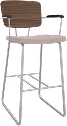 Forza sledeframe met armleggers, Ø 19/12 mm, zithoogte 62 cm, zitting stof 3 cm en rug hpl/hout