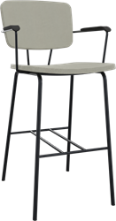Forza 4-poots met zwarte opdek armleggers, Ø 19/12 mm, zithoogte 62 cm, zitting en rug stof 3 cm