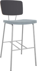 Forza 4-poots zonder armleuning, Ø 19/12 mm, zithoogte 62 cm, zitting stof 5 cm en rug hpl/hout