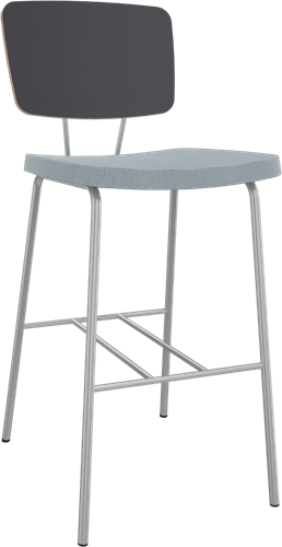 Forza 4-poots zonder armleuning, Ø 19/12 mm, zithoogte 62 cm, zitting stof 5 cm en rug hpl/hout