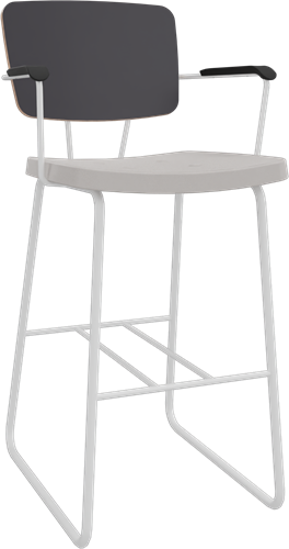 Forza sledeframe met armleggers, Ø 19/12 mm, zithoogte 62 cm, zitting stof 5 cm en rug hpl/hout