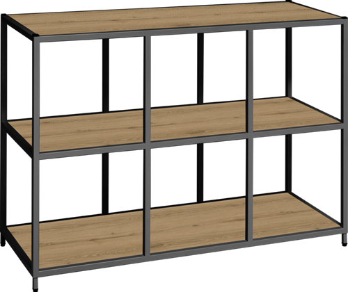 Flexwall frame 85 hg x 119 br x 43 dp, indeling 6-vaks en inclusief 3 legborden