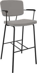 Forza 4-poots met zwarte opdek armleggers, Ø 19/12 mm, zithoogte 62 cm, zitting en rug stof 5 cm