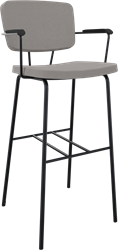 Forza 4-poots met zwarte opdek armleggers, Ø 19/12 mm, zithoogte 82 cm, zitting en rug stof 5 cm