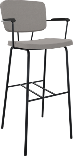 Forza 4-poots met zwarte opdek armleggers, Ø 19/12 mm, zithoogte 82 cm, zitting en rug stof 5 cm