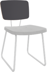 Forza sledeframe zonder armleuning, Ø 19/12 mm, zithoogte 46 cm, zitting stof 5 cm en rug hpl/hout