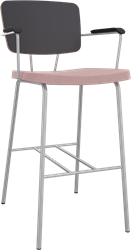 Forza 4-poots met opdek armleggers, Ø 19/12 mm, zithoogte 62 cm, zitting stof 5 cm en rug hpl/hout