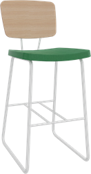 Forza sledeframe zonder armleuning, Ø 19/12 mm, zithoogte 62 cm, zitting stof 5 cm en rug hpl/hout