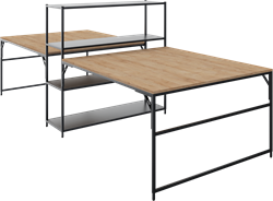 Flexwall 2 x front aanbouwtafel 75 hg met 1 poot, 120 x 119 cm