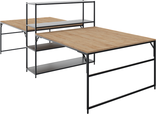 Flexwall 2 x front aanbouwtafel 75 hg met 1 poot, 120 x 119 cm