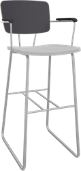 Forza sledeframe met armleggers, Ø 19/12 mm, zithoogte 82 cm, zitting stof 3 cm en rug hpl/hout