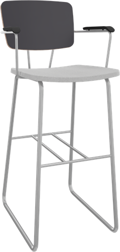 Forza sledeframe met armleggers, Ø 19/12 mm, zithoogte 82 cm, zitting stof 3 cm en rug hpl/hout