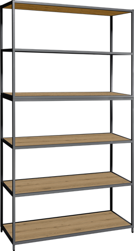 Flexwall frame 204 hg x 119 br x 43 dp, 5-vaks inclusief 6 legborden