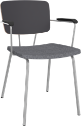 Forza 4-poots met opdek armleggers, Ø 19/12 mm, zithoogte 46 cm, zitting stof 3 cm en rug hpl/hout