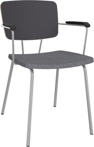 Forza 4-poots met opdek armleggers, Ø 19/12 mm, zithoogte 46 cm, zitting stof 3 cm en rug hpl/hout
