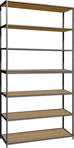 Flexwall frame 244 hg x 119 br x 43 dp, 6-vaks inclusief 7 legborden