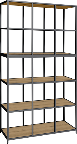 Flexwall frame 204 hg x 119 br x 43 dp, 15-vaks inclusief 6 legborden