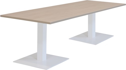 Kolom tafel recht 240 x 100 cm, 2 vierkante voeten 50 x 50 cm, vaste hoogte 75 cm