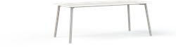 Corner tafel recht 240 x 100 cm, op 4-poots onderstel Ø5 cm, hoogte 75 cm
